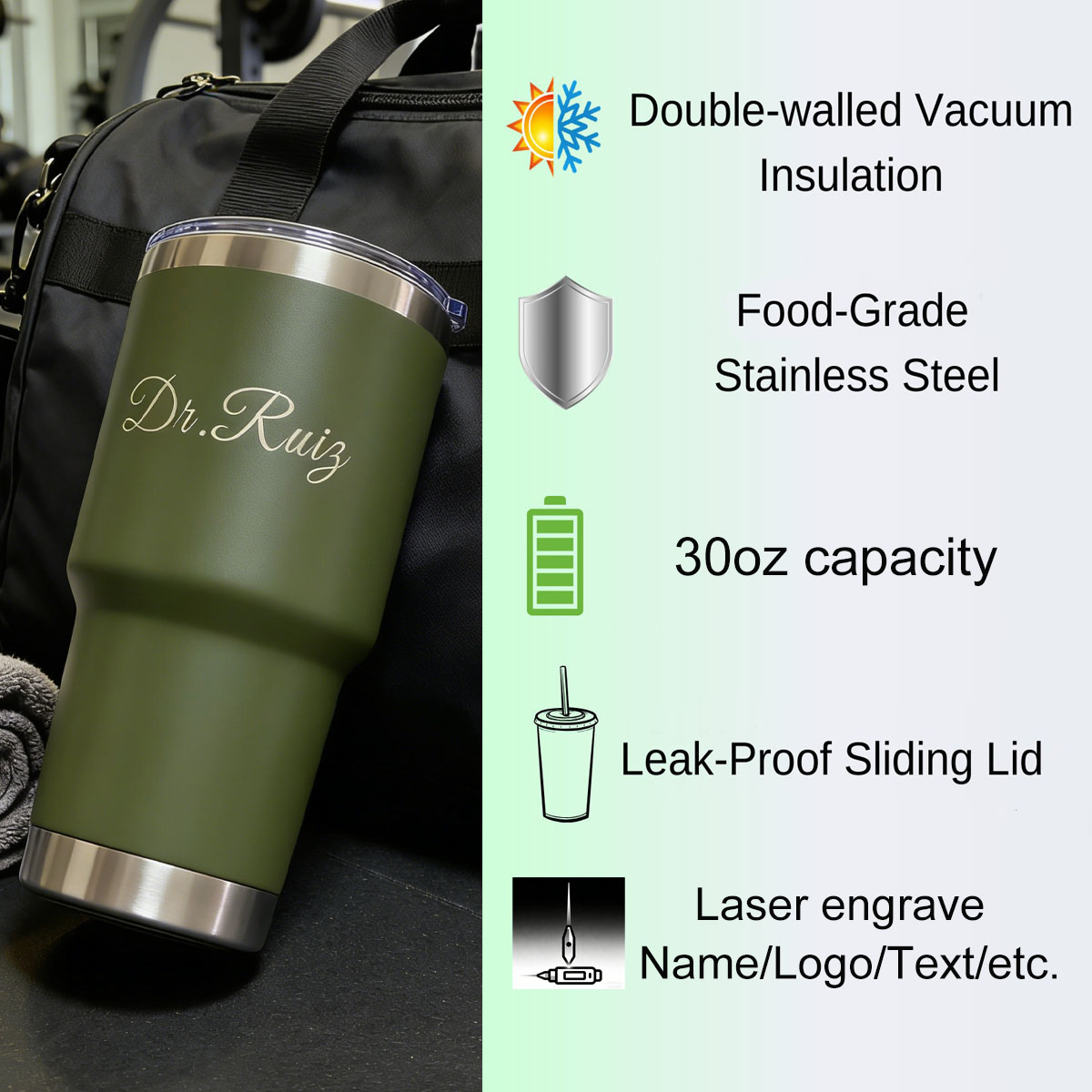 Custom Personalized 30 oz Vacu - огляд і ціна Flask Stainless Steel