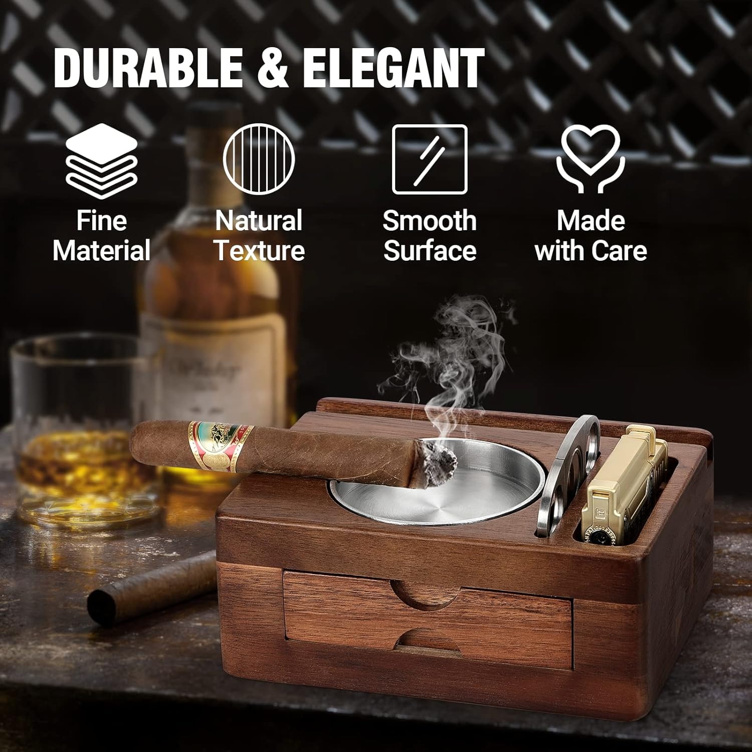 Wooden Ashtrays with Phone Tab - огляд і ціна Men Accessories Drawer