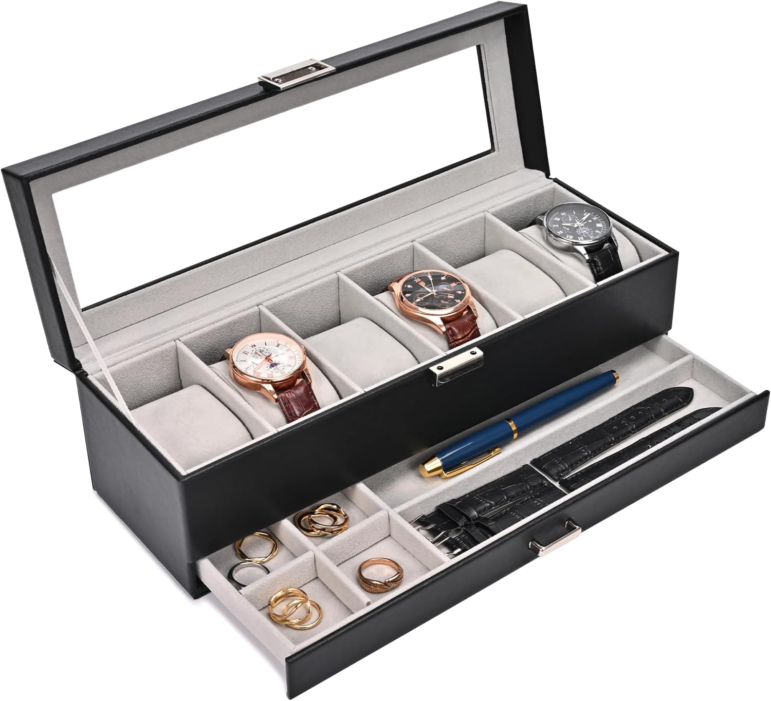 Watch Box 6 Slot with Drawer f - огляд і ціна Men Accessories Drawer