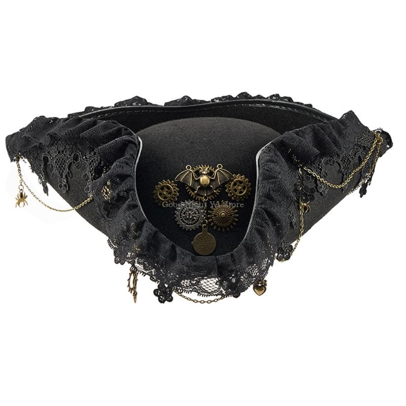 Lace Trim Bat Gear Pirate Hat  - огляд і ціна Men'S Victorian Accessories