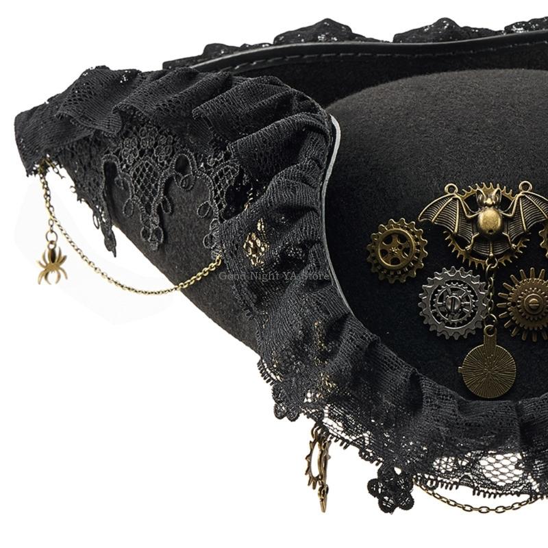 Lace Trim Bat Gear Pirate Hat  - огляд і ціна Men'S Victorian Accessories