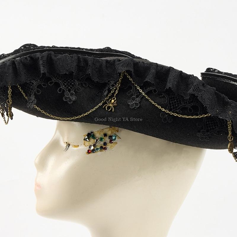 Lace Trim Bat Gear Pirate Hat  - огляд і ціна Men'S Victorian Accessories