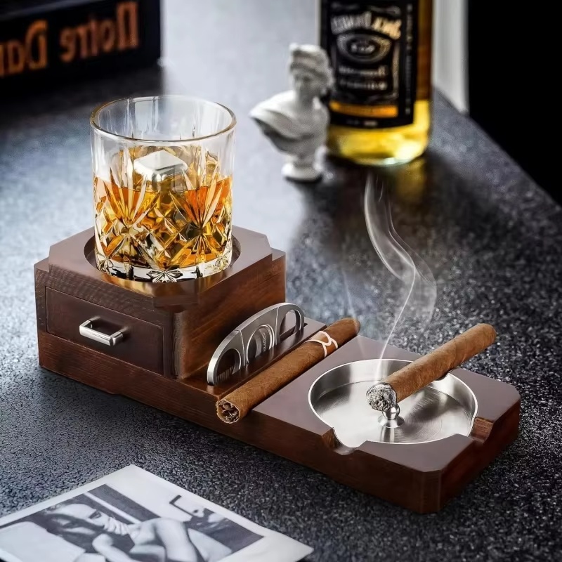 Wooden Cigar Ashtray with Draw - огляд і ціна Men Accessories Drawer