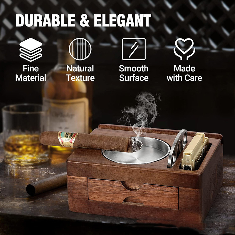 Wooden Cigar Ashtray Set Ashtr - огляд і ціна Men Accessories Drawer