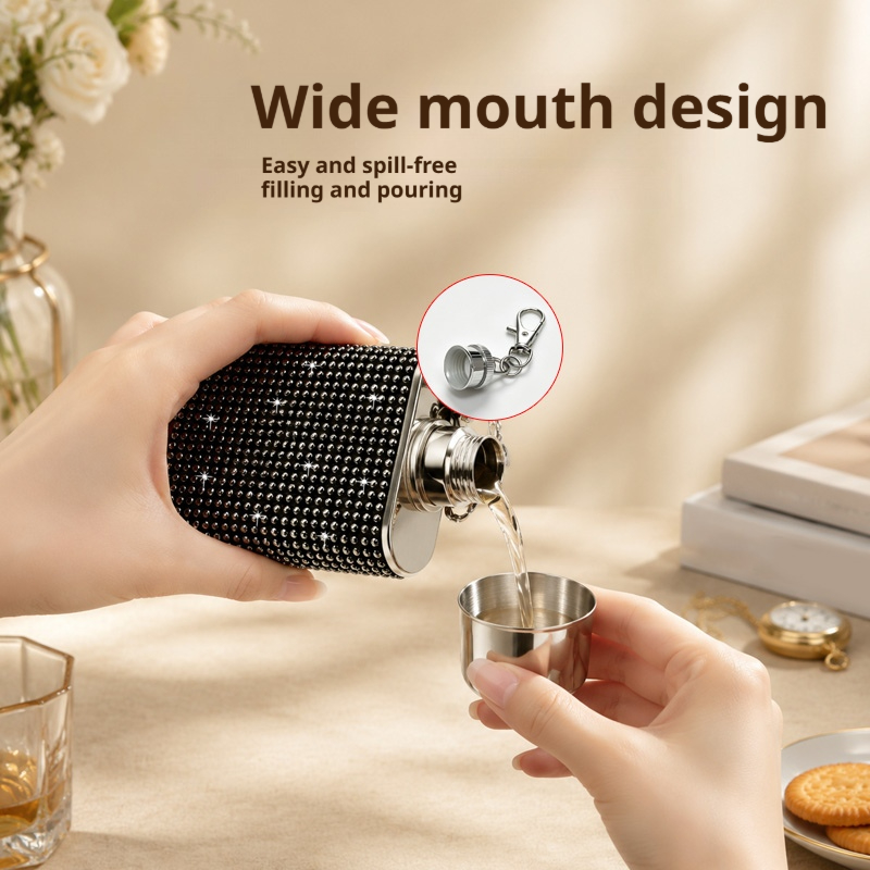 Rhinestone Portable Hip Flask  - огляд і ціна Flask Stainless Steel