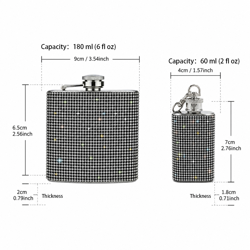 Rhinestone Portable Hip Flask  - огляд і ціна Flask Stainless Steel